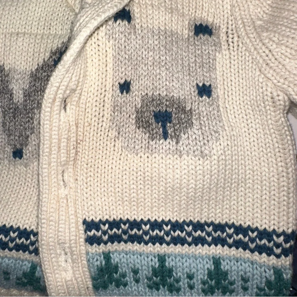 Baby Gap Fair Isle Collared Cardigan Cream Blue‎ Size 18-24 months